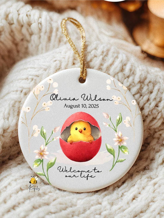 Personalized Newborn Ornament • Baby Girl Birth Stats Keepsake