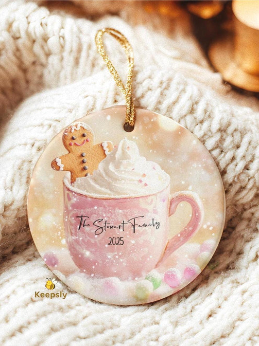Gingerbread Hot Cocoa Family Love Ornament, Cozy Holiday Keepsake