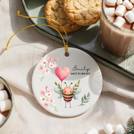 Bumblebee Baby Ornament • Personalized Nursery Newborn Keepsake Granddaughter Love Gift • Botanical Bee Decor