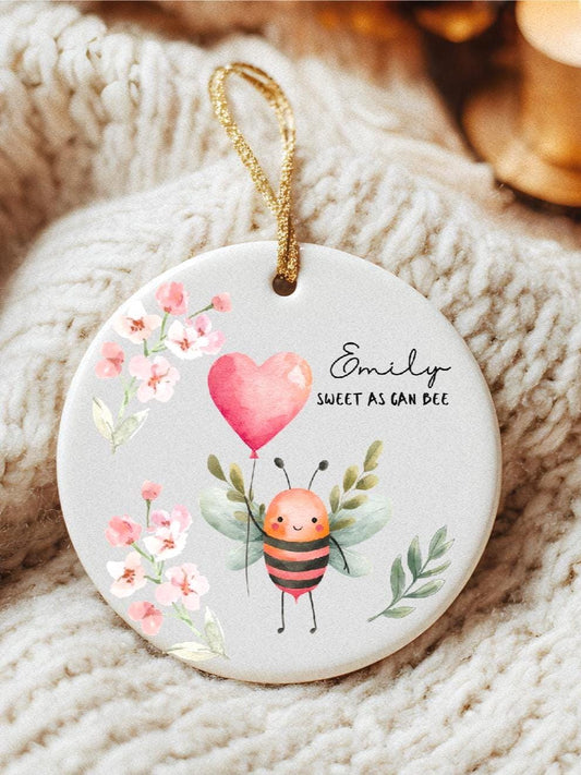 Bumblebee Baby Ornament • Personalized Nursery Newborn Keepsake Granddaughter Love Gift • Botanical Bee Decor