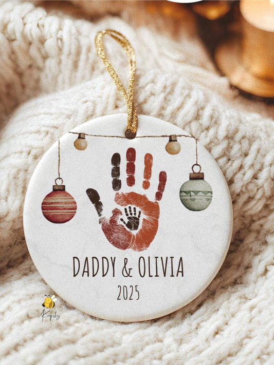 Custom Dad Ornament: Personalized Daddy & Me Handprint Ornament • Family Keepsake