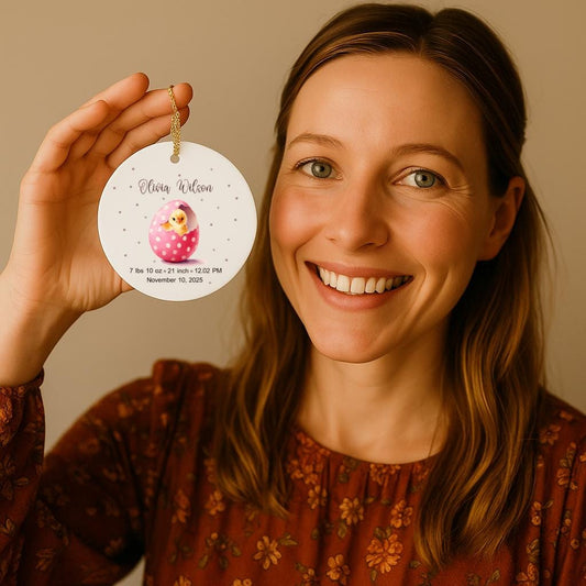 Personalized Newborn Ornament • Baby Girl Birth Stats Keepsake Nursery Decor