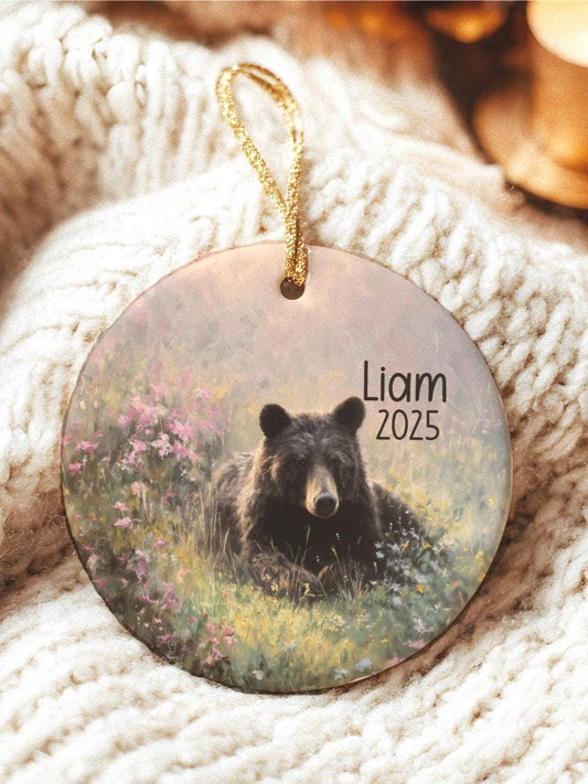 Bear Ornament Personalized Keepsake: Rustic Woodland Cottagecore Decor