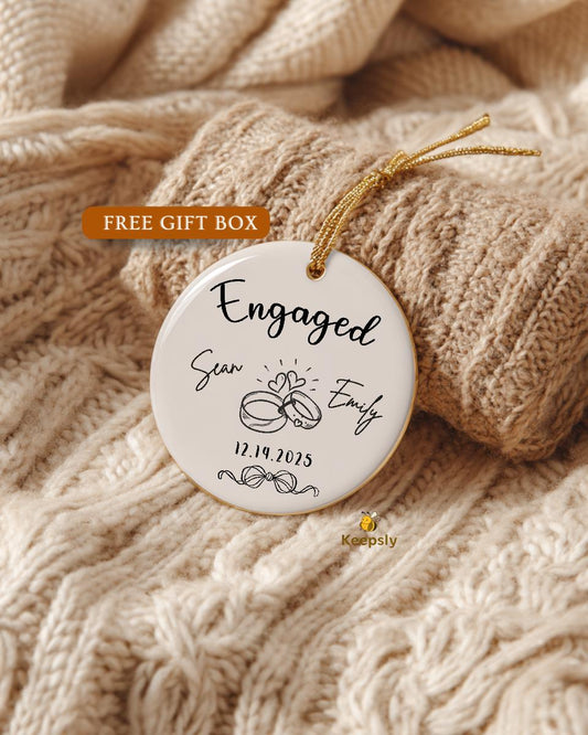 Engagement Ornament • Personalized Engaged Ornament Couples Keepsake Bridal Shower Gift