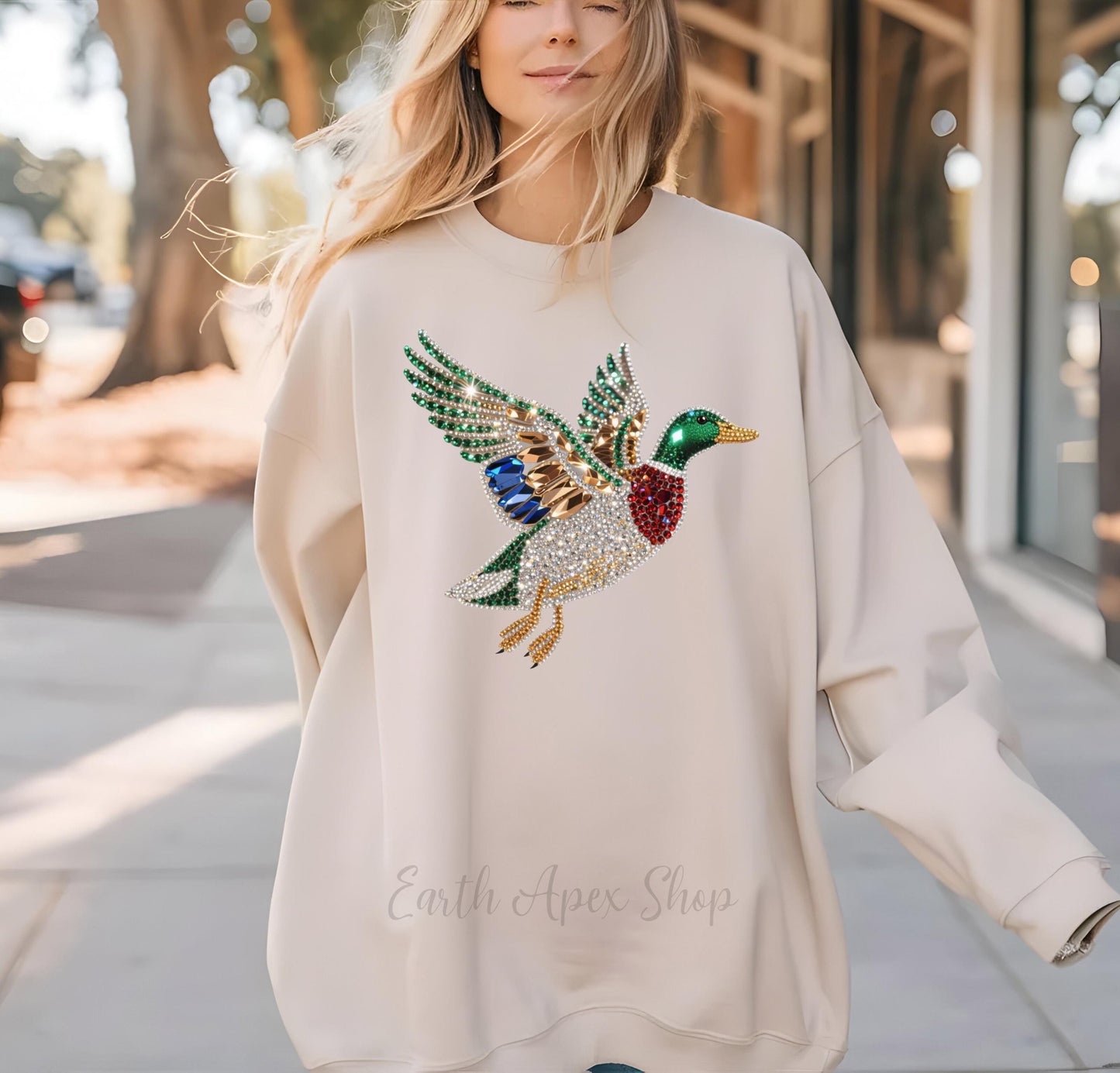 Rhinestone Duck PNG • T-Shirt Mug Sublimation Sparkly Bird Graphic