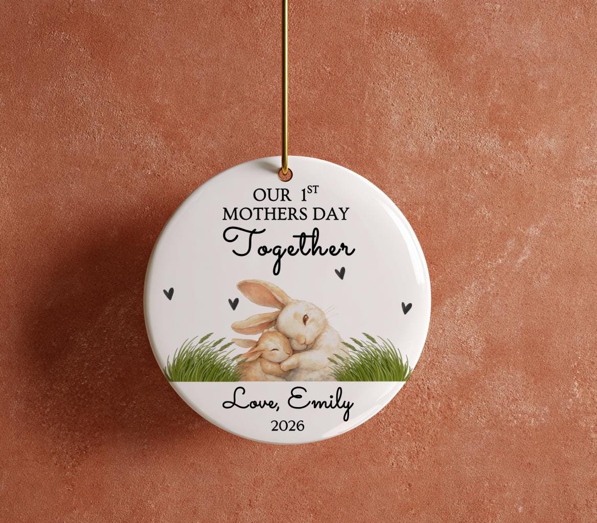 Personalized Bunny Mama First Mothers Day Ornament, Custom Rabbit Keepsake 2026