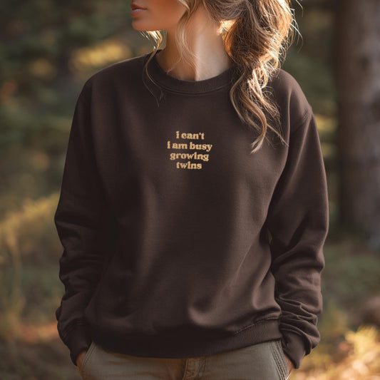 Twins Mom Embroidery Sweatshirt, Twin Pregnancy Announcement, Minimalist Busy Mama Gift