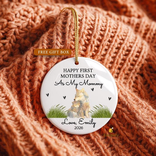 Personalized First Mothers Day Ornament, Mama Wolf Keepsake 2026