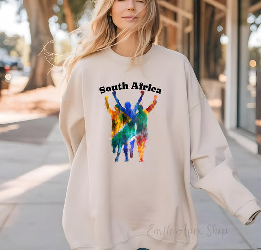 South Africa Sweater, Country Flag Pullover Crewneck, South African Vacation Sweathsirt
