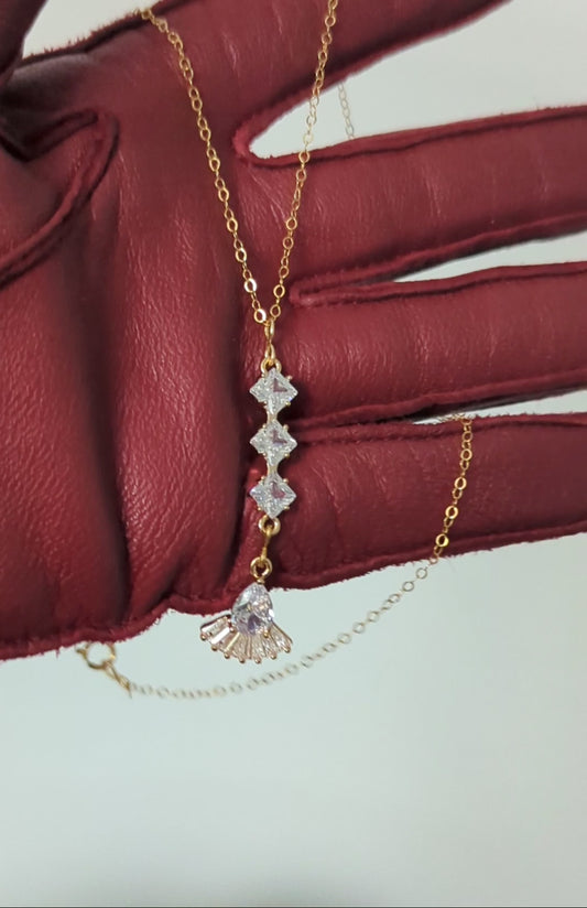 Dainty Diamond Art Deco Gold Necklace