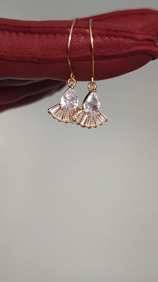 Gold CZ Drop Earrings, Siera