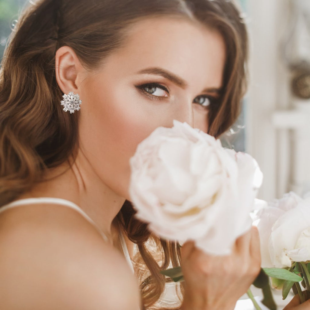 Cubic Zirconia Ice Flower Earrings