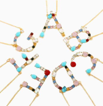 Multicolor Letter Charm Necklace