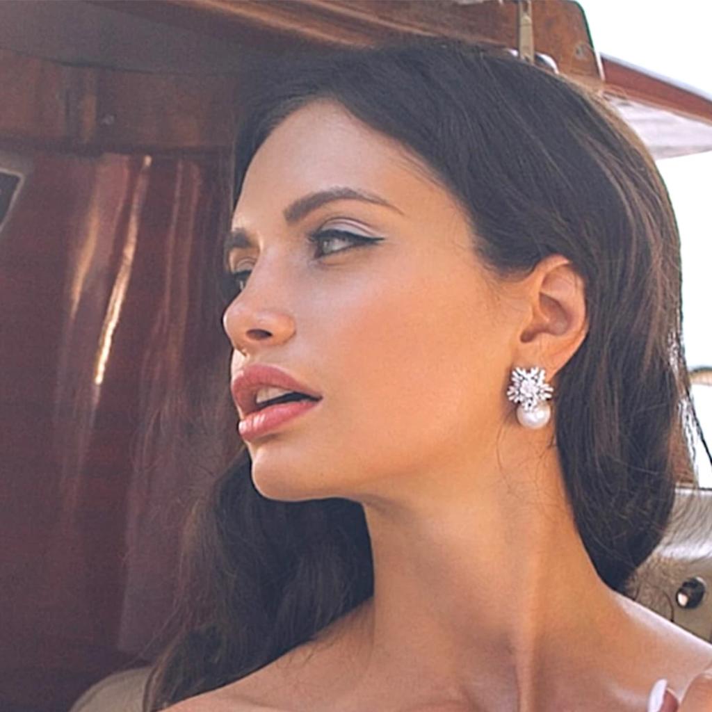Pearl Drop Bridal Earrings, Baiza