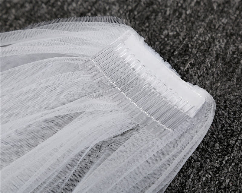 White/ Ivory Long Chapel Wedding Veil One-layer