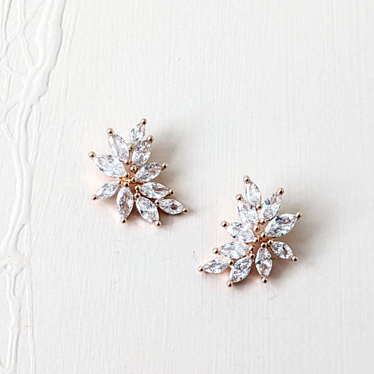 nature design wedding stud earrings rose gold