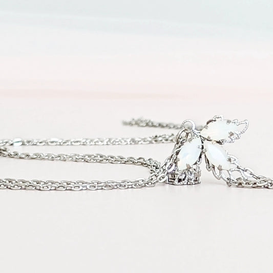 Backdrop Lariat Necklace with Opal Leaf - JazzyAndGlitzy