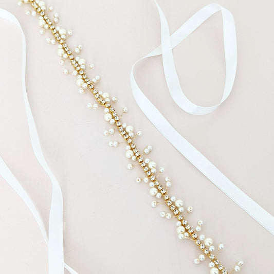 pearl and rhinestone wedding belt