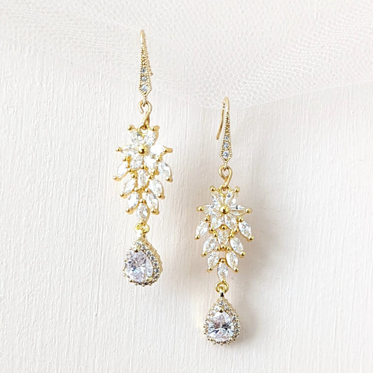 vintage bridal earrings, gold leaf wedding jewelry