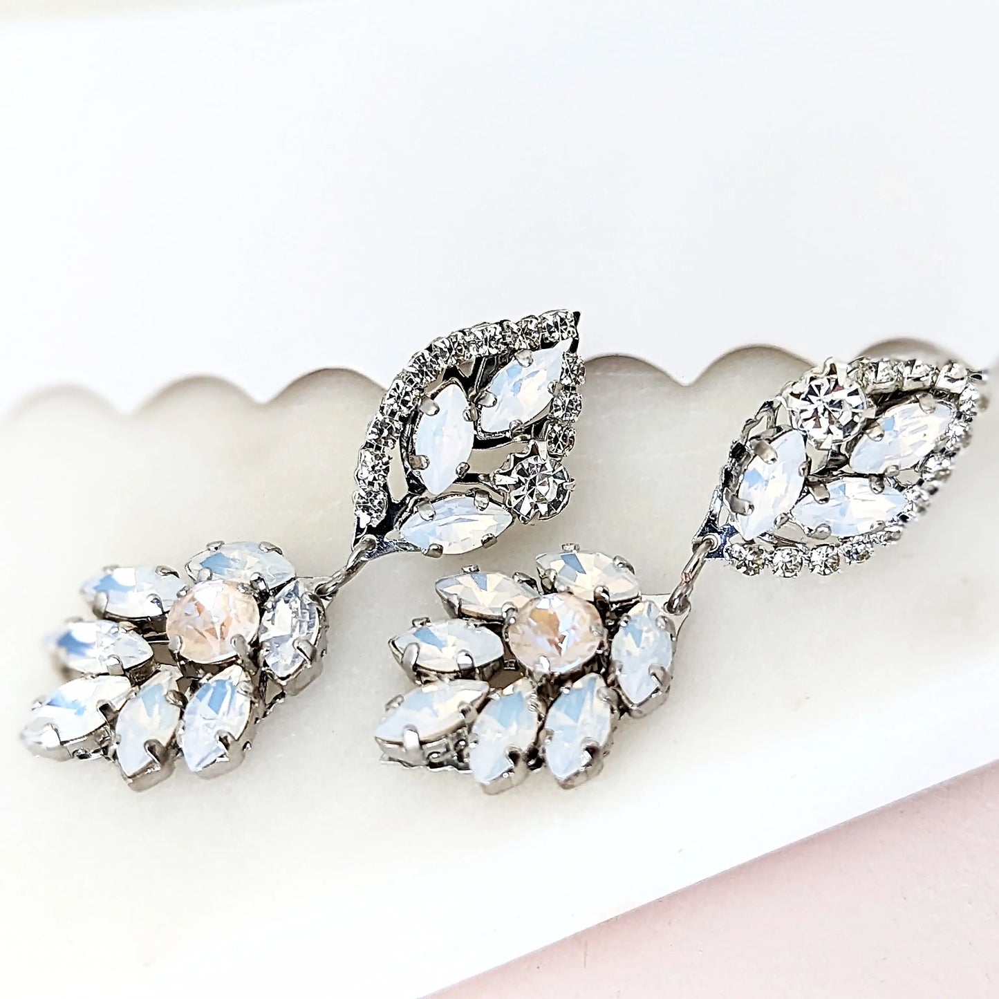 White Opal Earrings - JazzyAndGlitzy