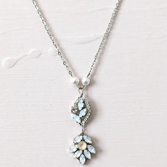 White Opal Vintage Style Necklace - JazzyAndGlitzy