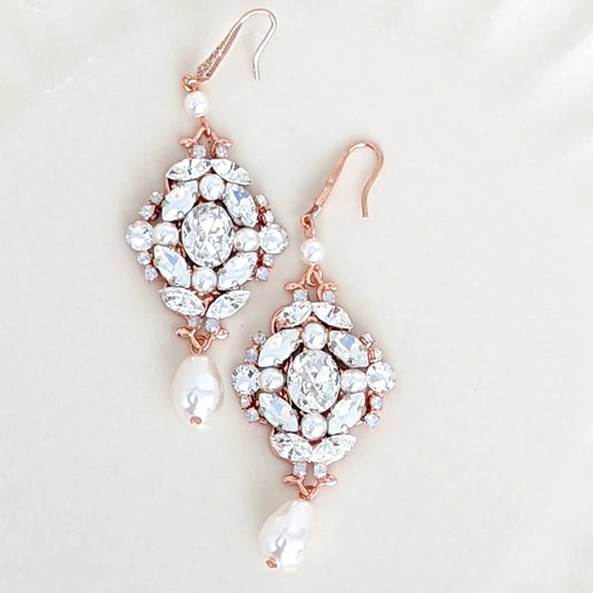 Rose Gold Wedding Earrings - JazzyAndGlitzy