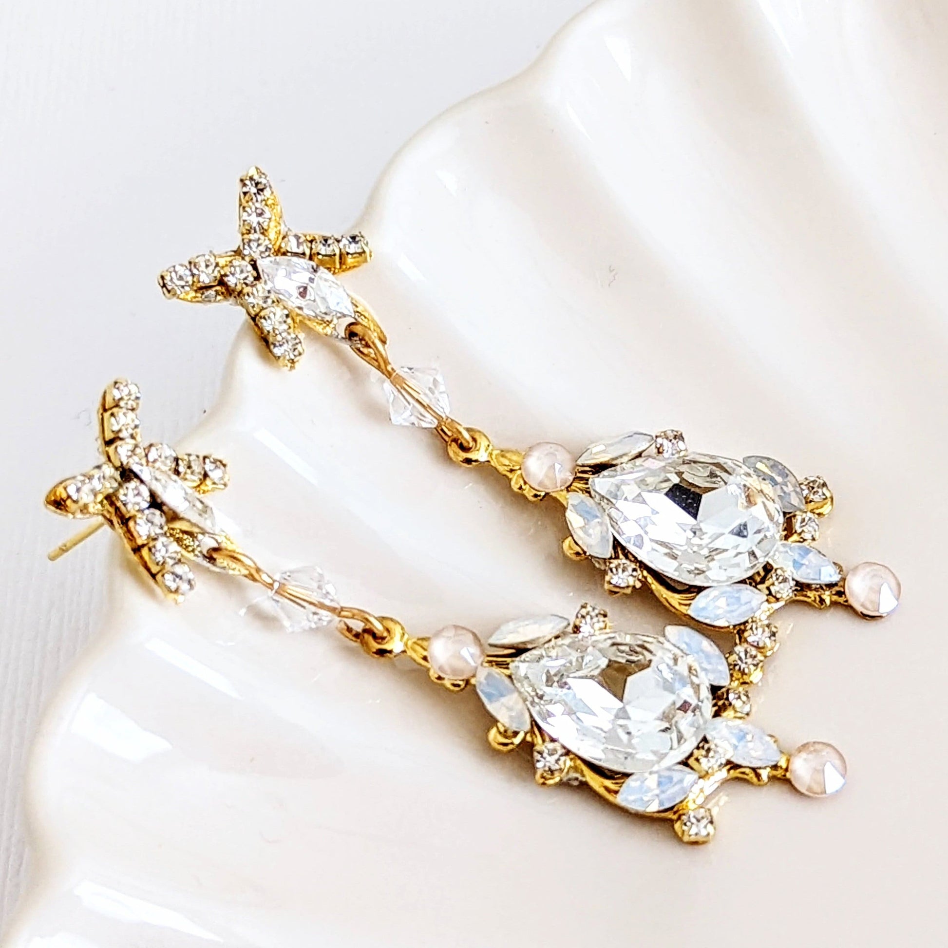 Gold Bridal Earrings - Earrings - JazzyAndGlitzy