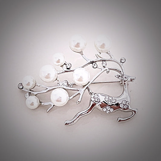 Pearl Deer Brooch
