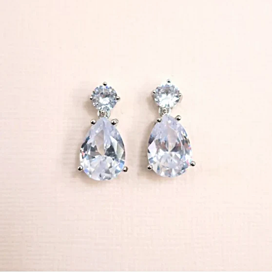 Cubic zirconia drop earrings on sale wedding