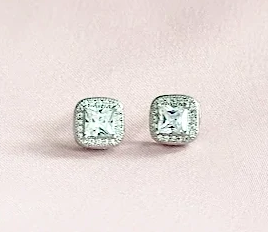 Asscher Cut Sterling Silver CZ studs