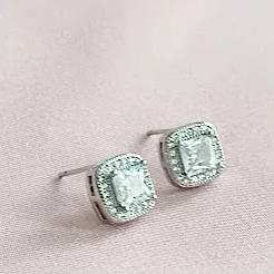 square cz earrings stud