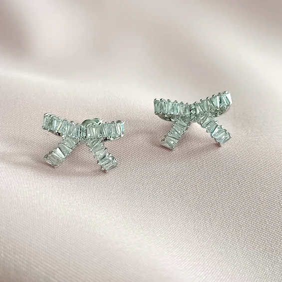cz bow earrings