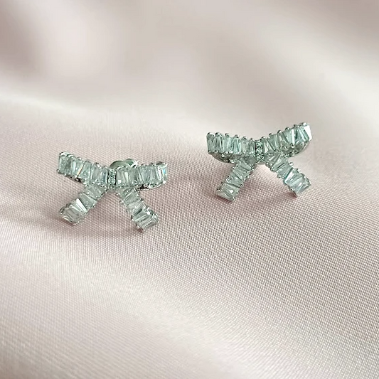 cz bow earrings