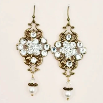 Vintage Bridal Earrings, GALATIA - JazzyAndGlitzy