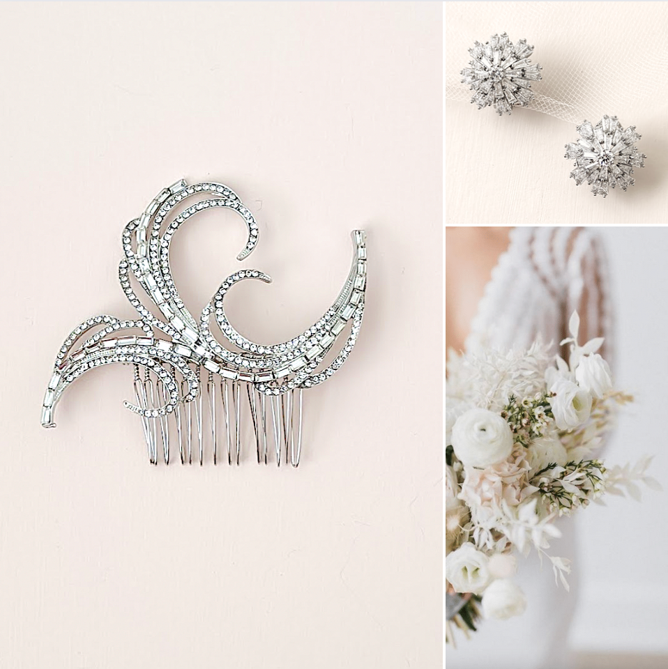 Art Deco Bridal Hair Comb / 4161