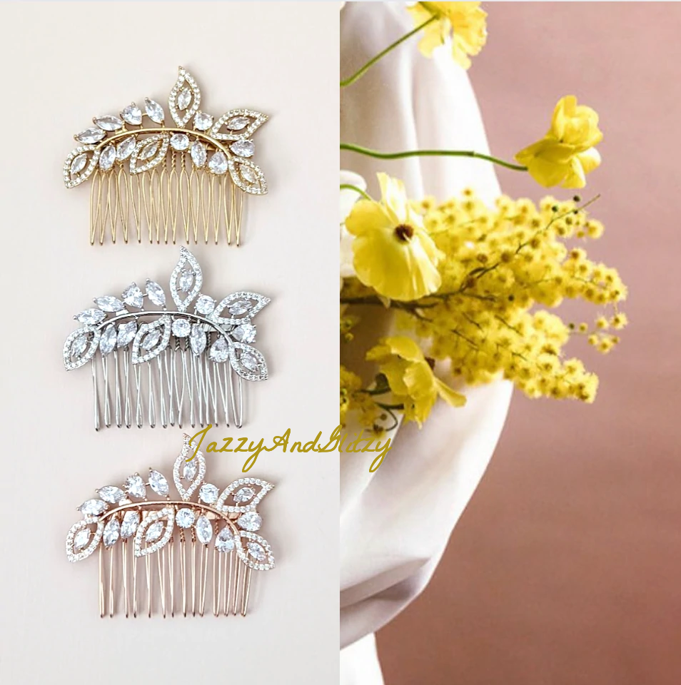 Lab diamond floral hair combs