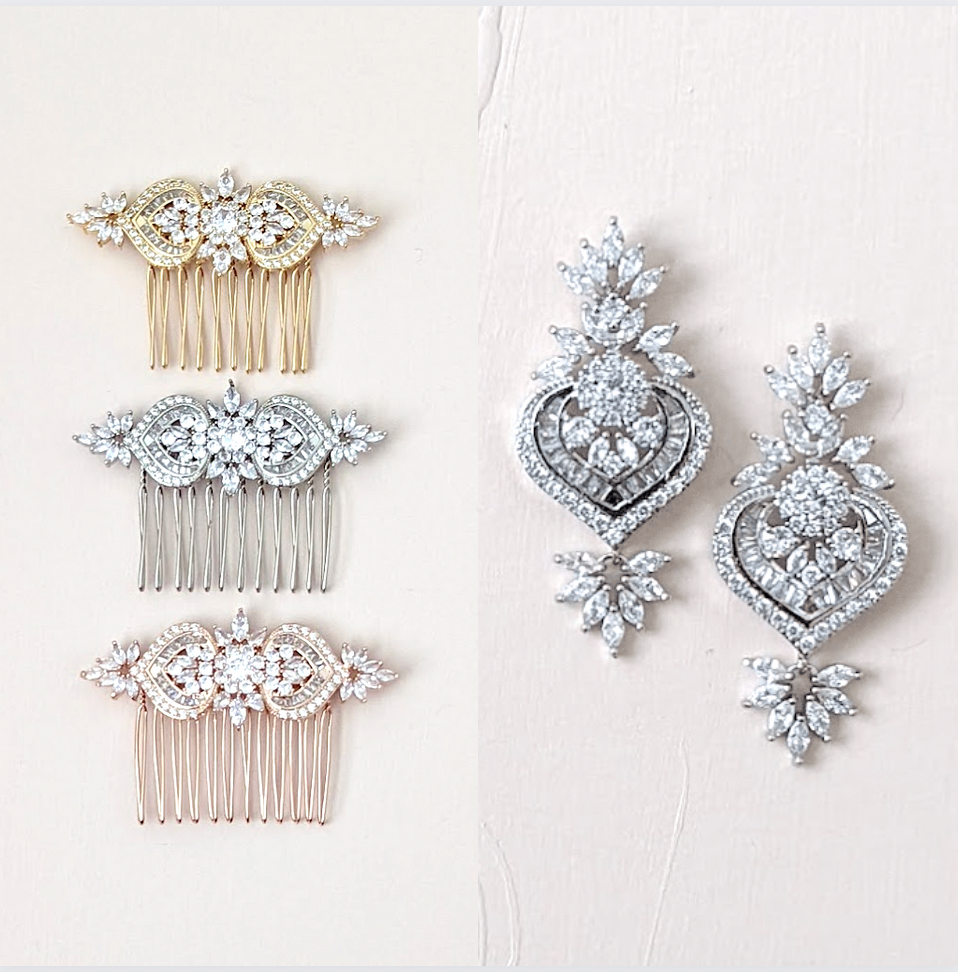 rose gold bridal hair comb