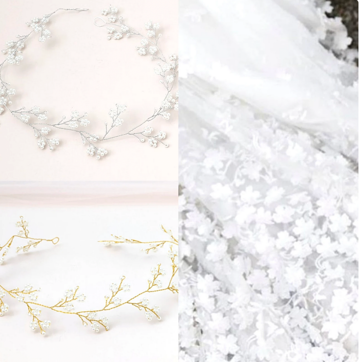 Bridal Hair Vine with Dainty Pearl Flower