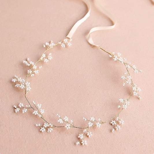 Bridal Hair Vine with Dainty Pearl Flower