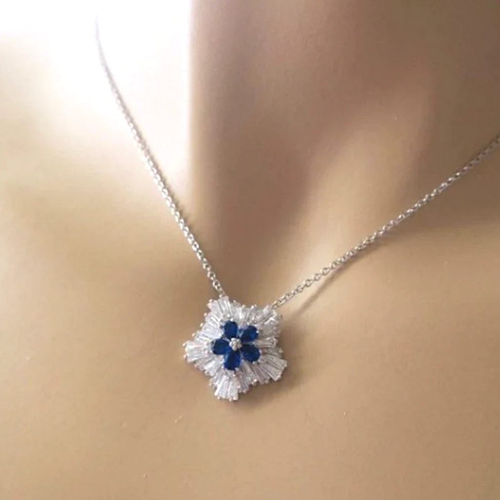 Sapphire blue crystal necklace