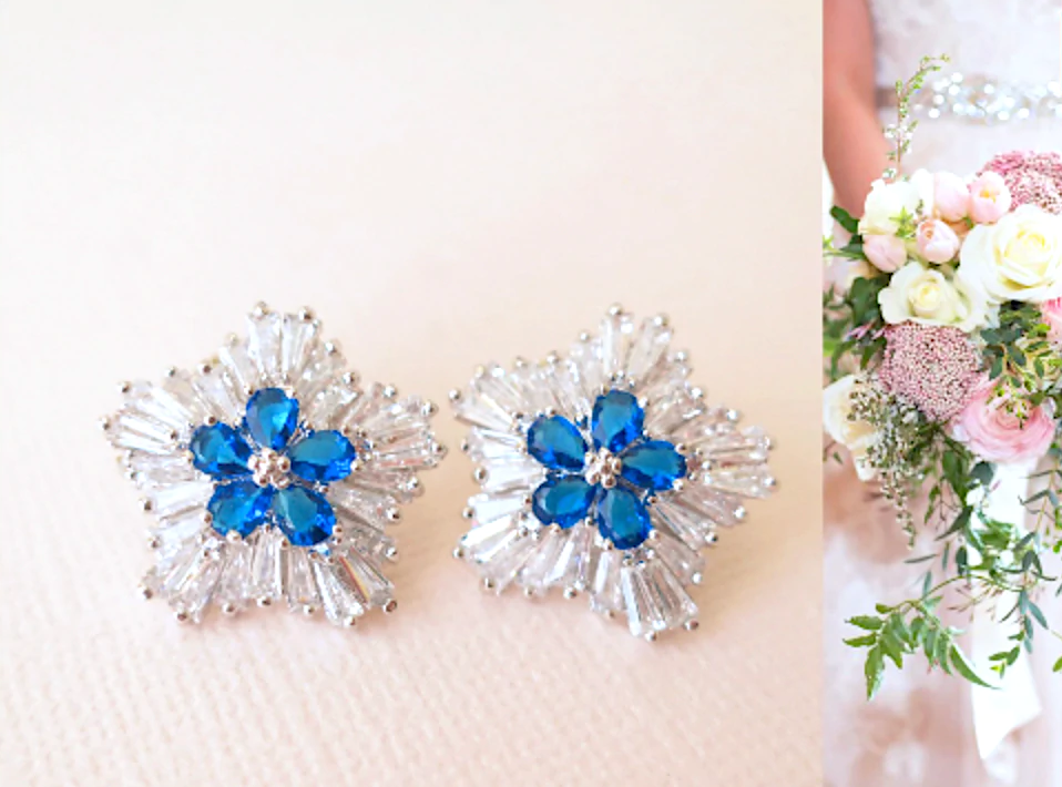 blue flower earrings