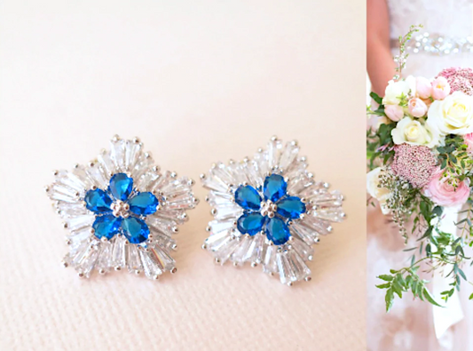 blue flower earrings