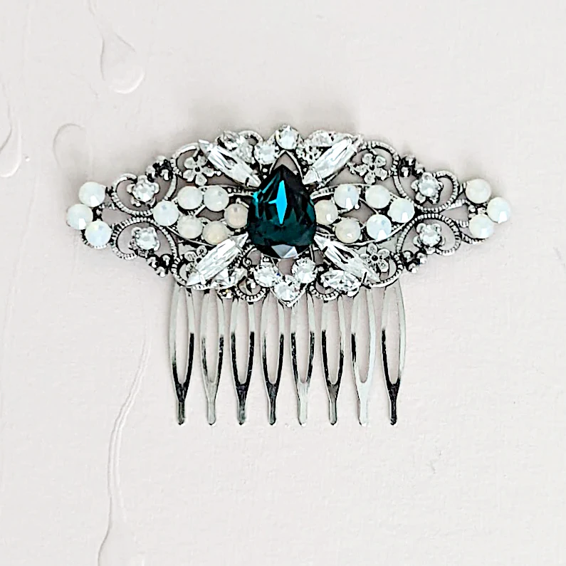 Emerald Hair Comb - Hair Combs - JazzyAndGlitzy