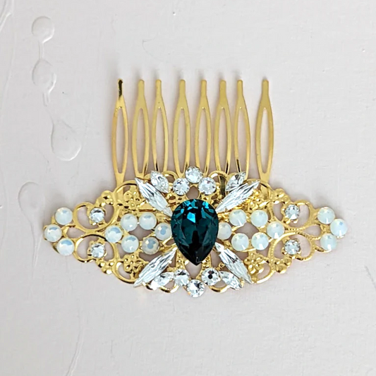 Emerald Hair Comb - Hair Combs - JazzyAndGlitzy
