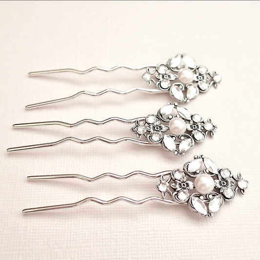 Vintage Style Bridal Hair Pin Crystal - JazzyAndGlitzy