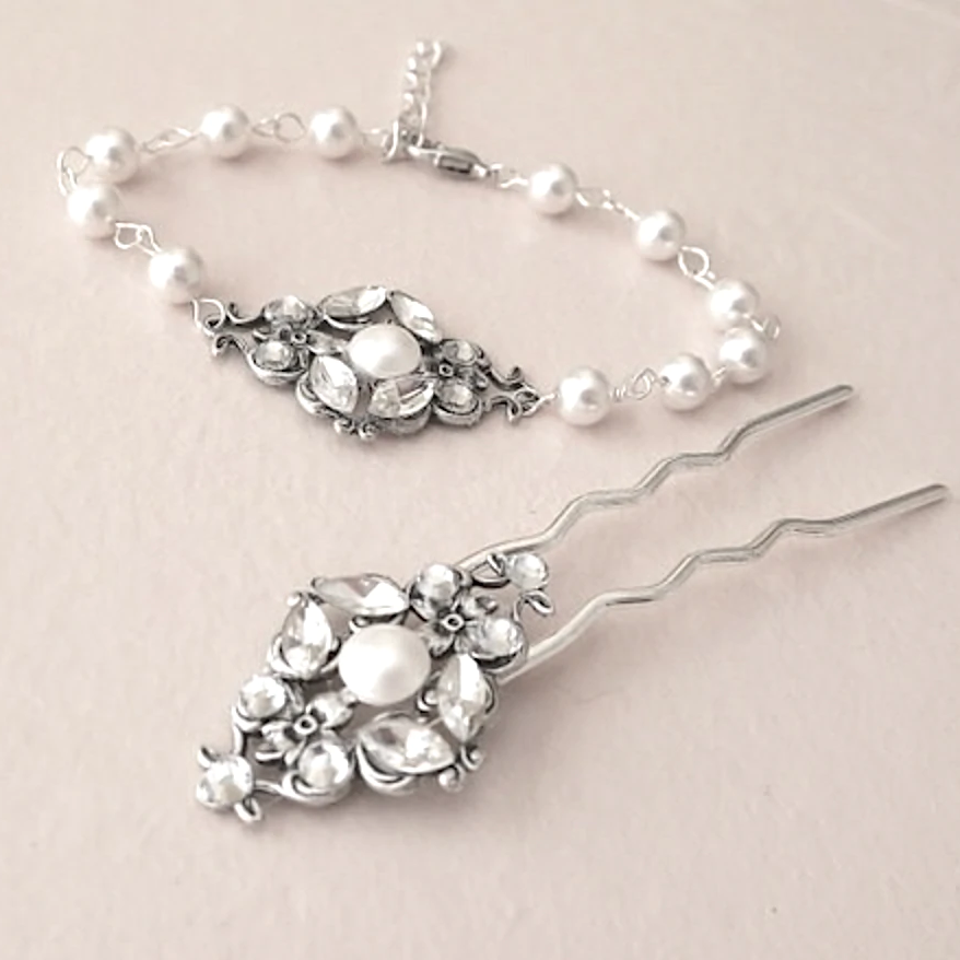 Vintage Style Bridal Hair Pin Crystal - JazzyAndGlitzy