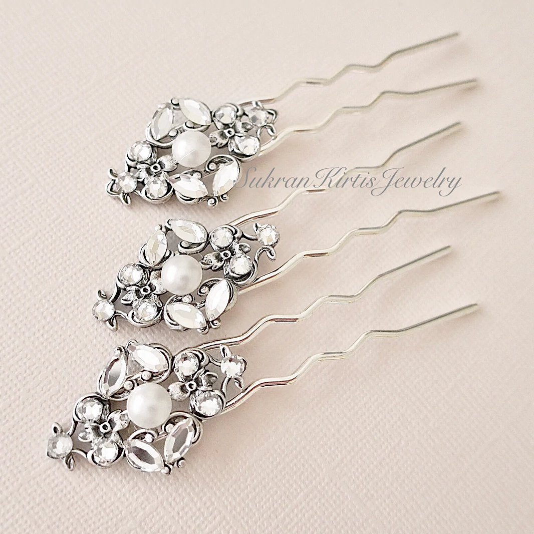 Vintage Style Bridal Hair Pin Crystal - JazzyAndGlitzy