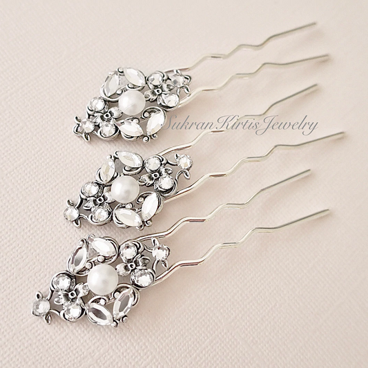 Vintage Style Bridal Hair Pin Crystal - JazzyAndGlitzy