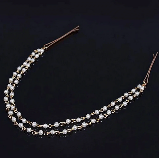 Boho Bridal Pearl Headband 580075 - Hair Accessories