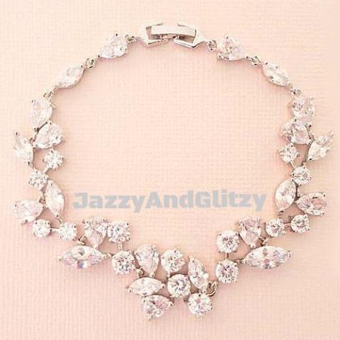 Rose Gold Crystal Bracelet, Cluster CZ